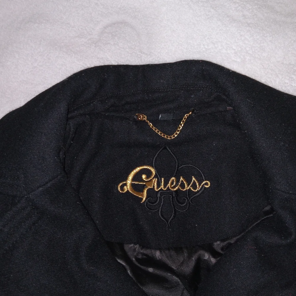 GUESS Jacket Womens Medium Double Breasted Wool Blend Pea Coat Preppy Vintage